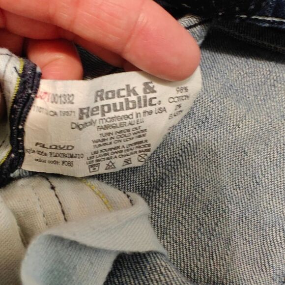 Rock & Republic Floyd Blue Wide Leg Jeans Size 32 - Picture 7 of 7